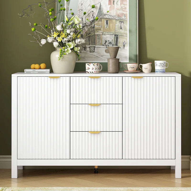 Sideboard mit 47.2W und Wellendesign - 3 verstellbare Regalböden und 3 Schubladen