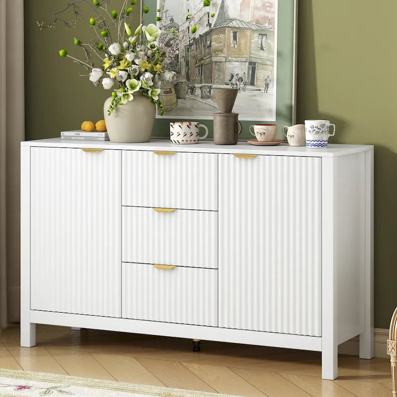 Sideboard mit 47.2W und Wellendesign - 3 verstellbare Regalböden und 3 Schubladen