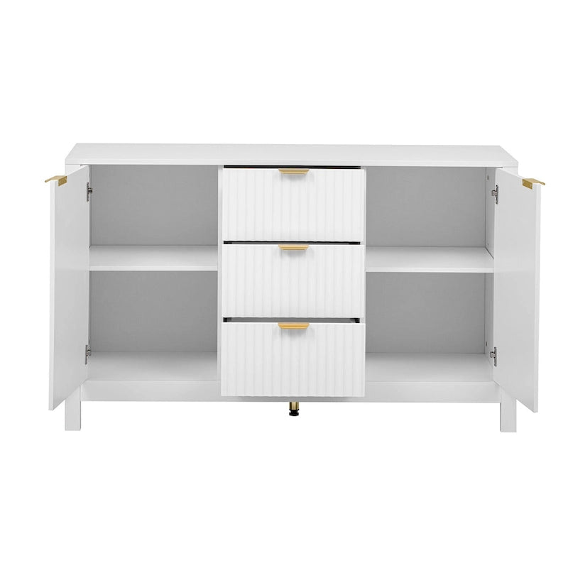 Sideboard mit 47.2W und Wellendesign - 3 verstellbare Regalböden und 3 Schubladen