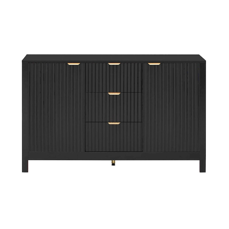 Aparador de 47.2W con diseño ondulado, 3 estantes ajustables y 3 cajones