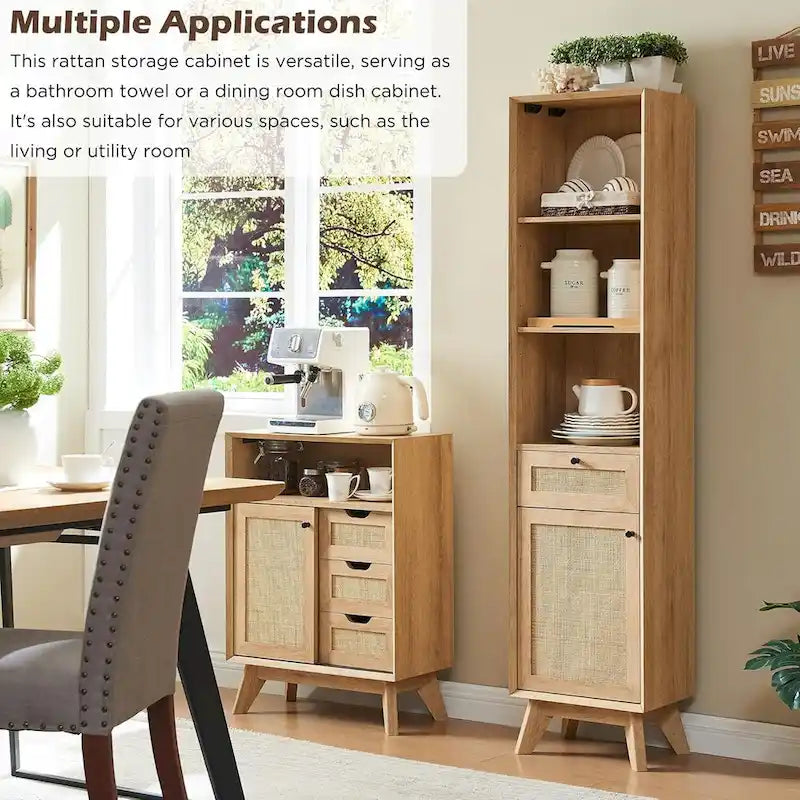 Badezimmerschrank aus natürlichem Rattan und Leinen zur Aufbewahrung von Handtüchern, modernes Design