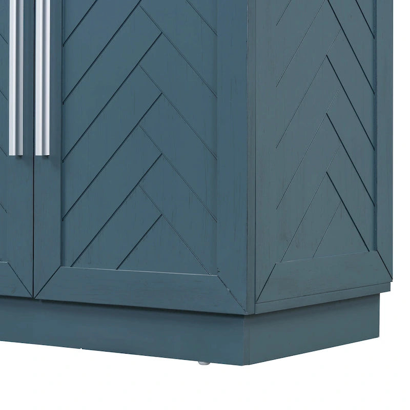 Meuble buffet avec étagères réglables et poignées argentées