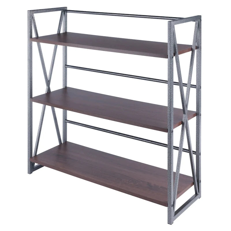 Étagère de rangement large à 3 niveaux - 35.5 - graphite et noyer