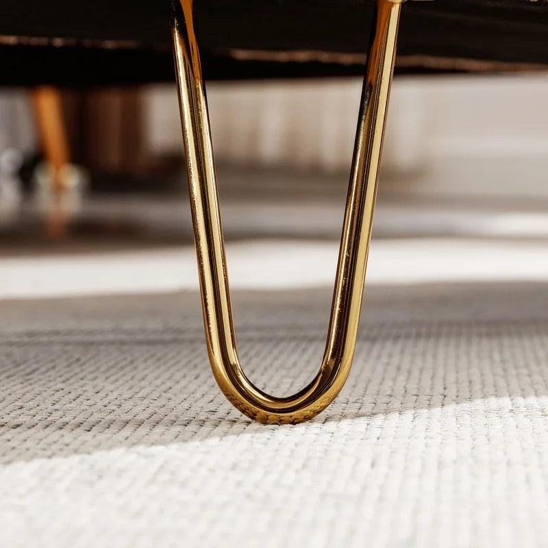 39 Stauraumbank aus weißem Bouclé für Wohn- und Schlafzimmer, Stauraumbank aus Sherpa-Stoff mit Fußablage fürs Schlafzimmer, oval, mit goldenen Beinen