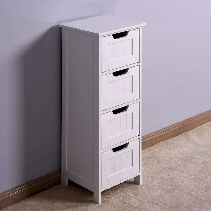 Mueble de almacenaje blanco para baño, independiente y con cajones