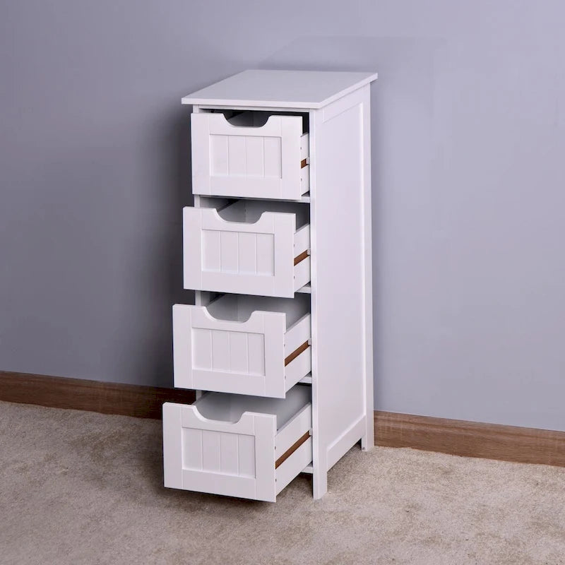 Mueble de almacenaje blanco para baño, independiente y con cajones