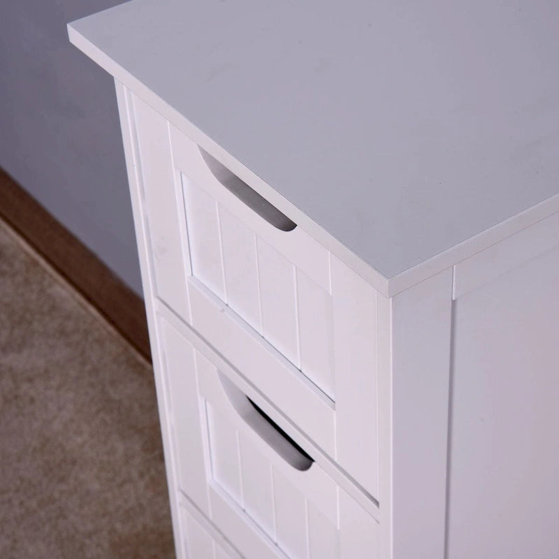 Mueble de almacenaje blanco para baño, independiente y con cajones