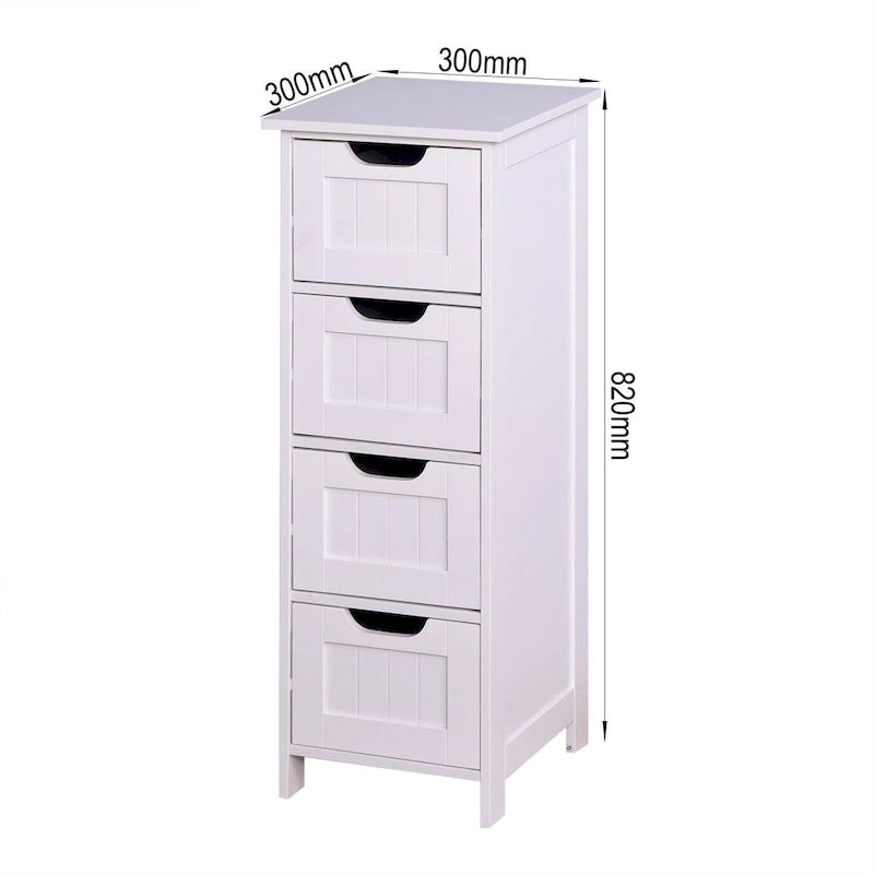 Mueble de almacenaje blanco para baño, independiente y con cajones