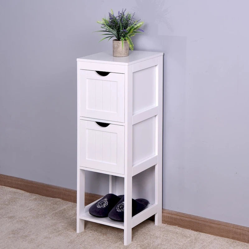 Mueble de almacenaje blanco para baño, independiente y con cajones