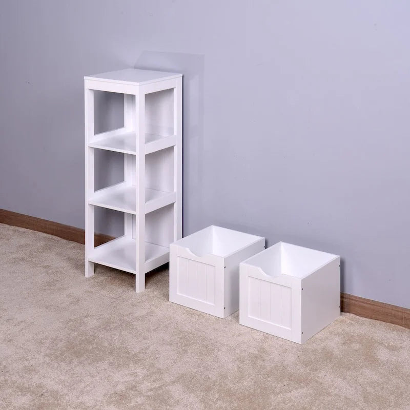 Mueble de almacenaje blanco para baño, independiente y con cajones