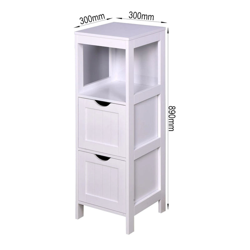 Mueble de almacenaje blanco para baño, independiente y con cajones