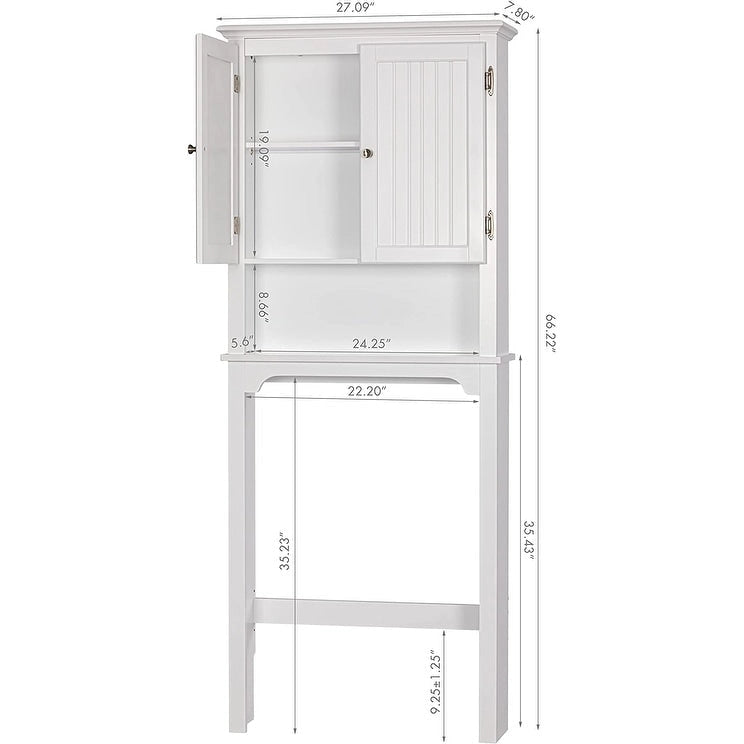 Almacenamiento de baño sobre el inodoro, organizador de baño con estantes ajustables y puertas dobles