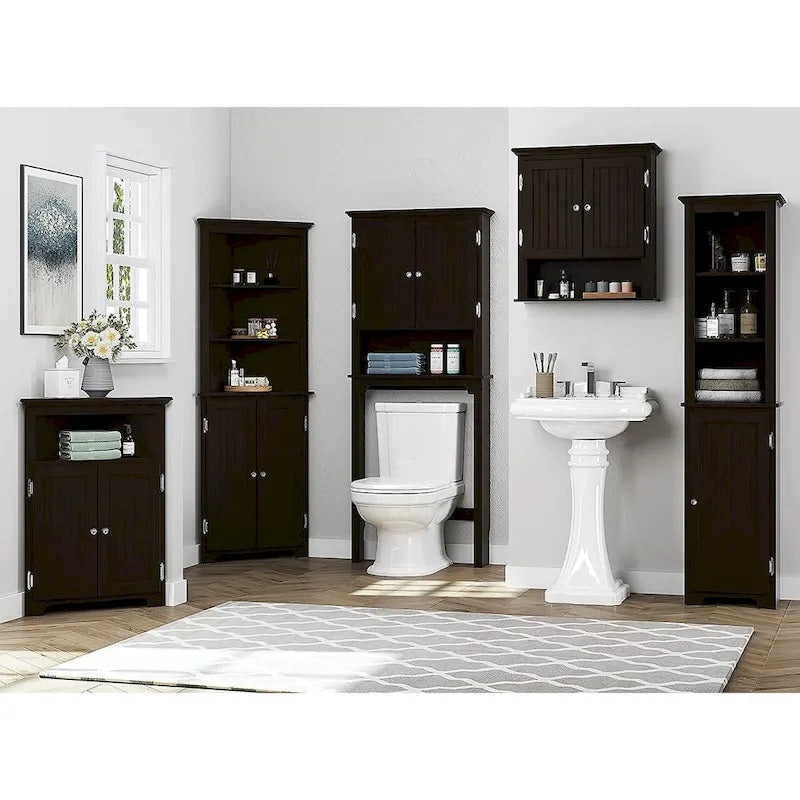 Almacenamiento de baño sobre el inodoro, organizador de baño con estantes ajustables y puertas dobles