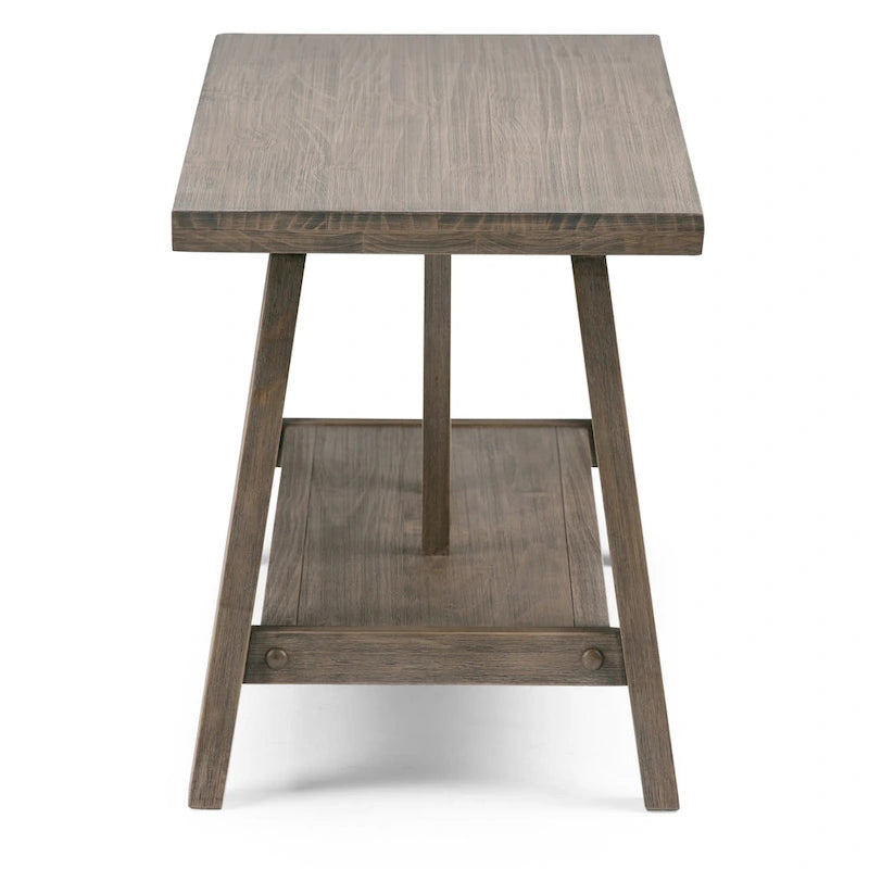 BANCO DE MADERA MACIZA DE 48 PULGADAS DE ANCHO PARA RECIBIDOR, DE ESTILO INDUSTRIAL, COLOR MADERA A LA DERIVA - 48 W x 17 D x 20 H