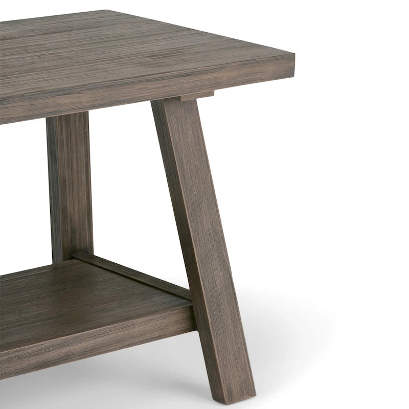 BANCO DE MADERA MACIZA DE 48 PULGADAS DE ANCHO PARA RECIBIDOR, DE ESTILO INDUSTRIAL, COLOR MADERA A LA DERIVA - 48 W x 17 D x 20 H