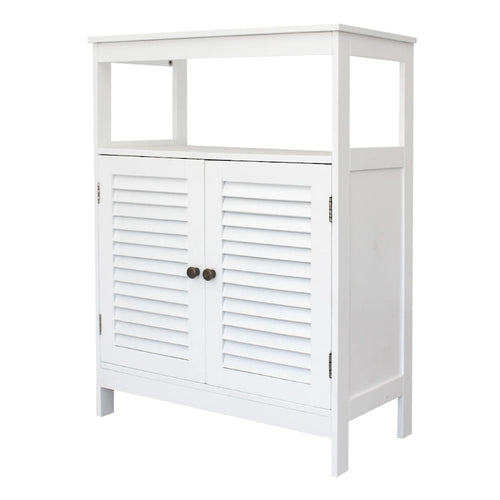 Meuble de salle de bain blanc à deux portes, 31.5