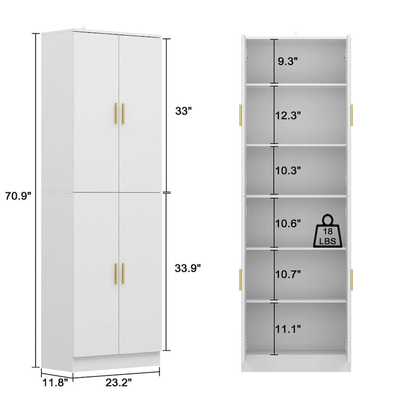 Aparador de almacenamiento de 70.9H con estante ajustable