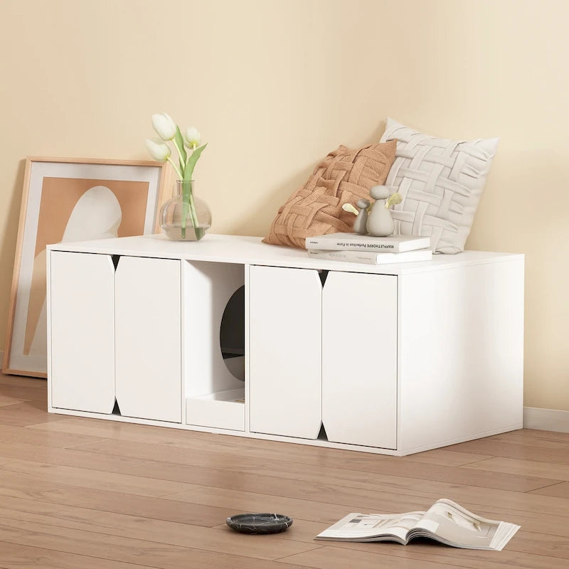 Katzentoiletten-Schrank für 2 Katzen mit Stauraum