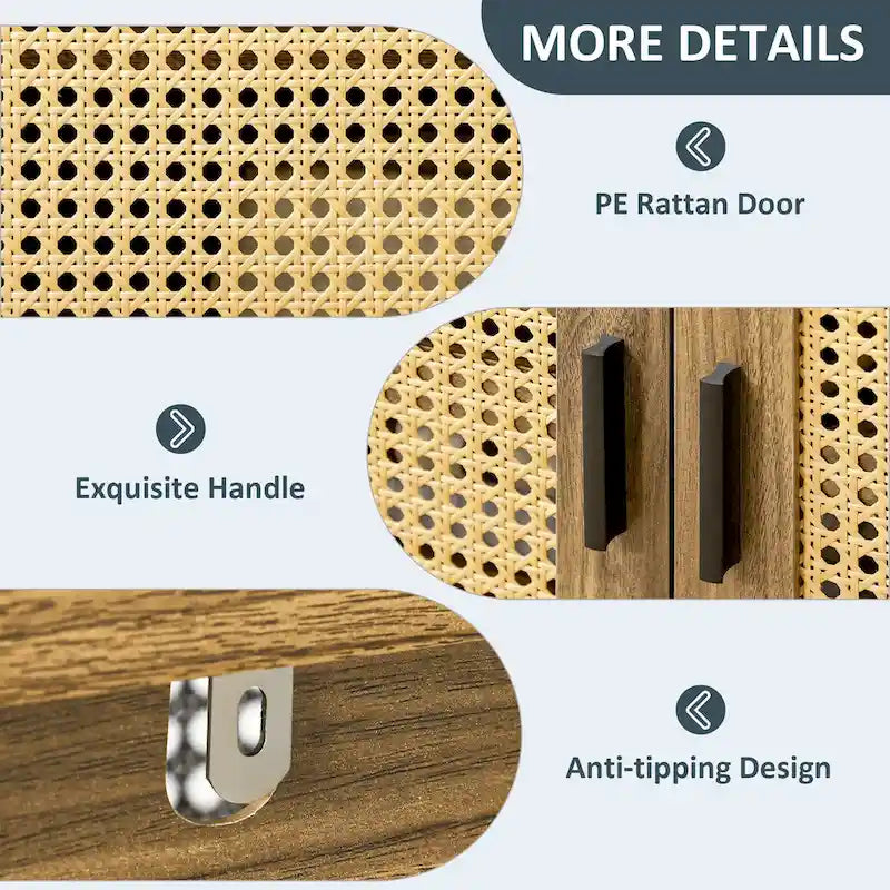 Aparador con puertas decoradas con ratán