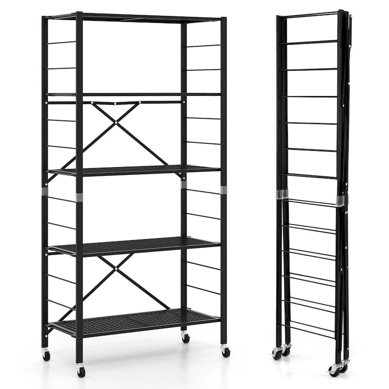 5-stufiges verstellbares Regal mit Rollen für Garage, Küche und Balkon - 30 x 13.5 x 60