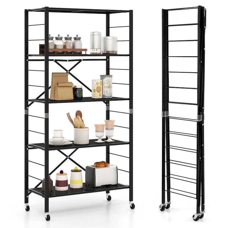 5-stufiges verstellbares Regal mit Rollen für Garage, Küche und Balkon - 30 x 13.5 x 60