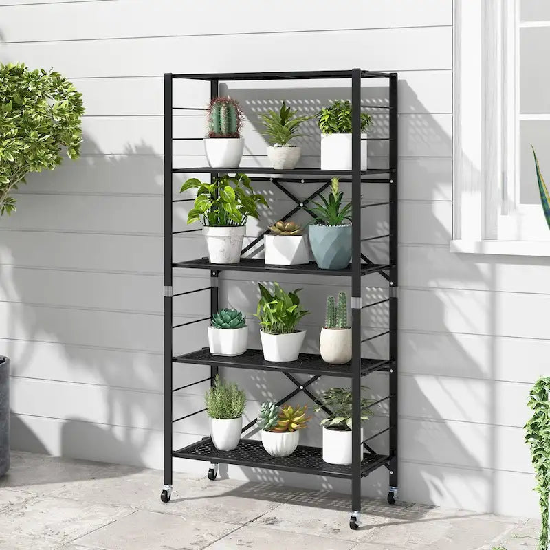 5-stufiges verstellbares Regal mit Rollen für Garage, Küche und Balkon - 30 x 13.5 x 60