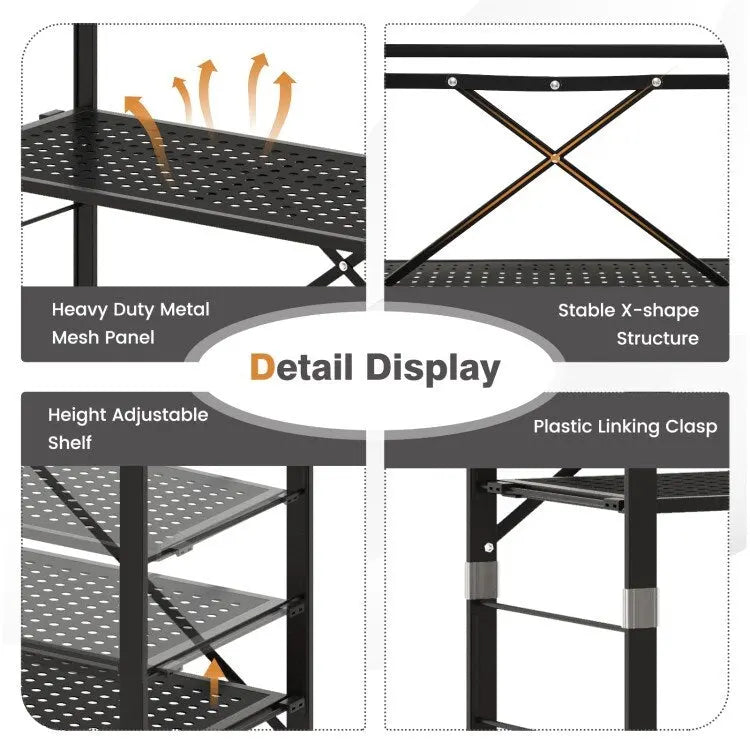 5-stufiges verstellbares Regal mit Rollen für Garage, Küche und Balkon - 30 x 13.5 x 60
