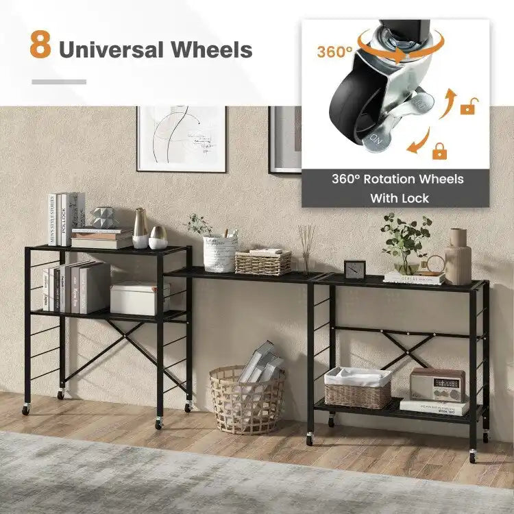 5-stufiges verstellbares Regal mit Rollen für Garage, Küche und Balkon - 30 x 13.5 x 60