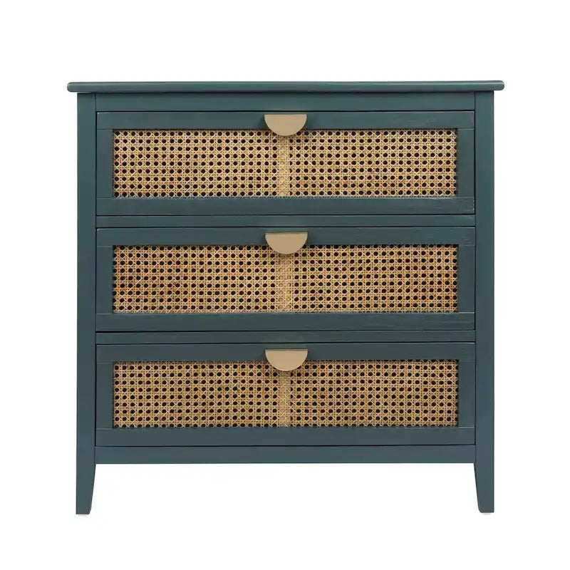 Schrank mit 3 Schubladen, natürliches Rattan, geeignet für Schlafzimmer, Wohnzimmer und Arbeitszimmer