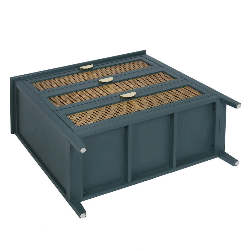 Schrank mit 3 Schubladen, natürliches Rattan, geeignet für Schlafzimmer, Wohnzimmer und Arbeitszimmer