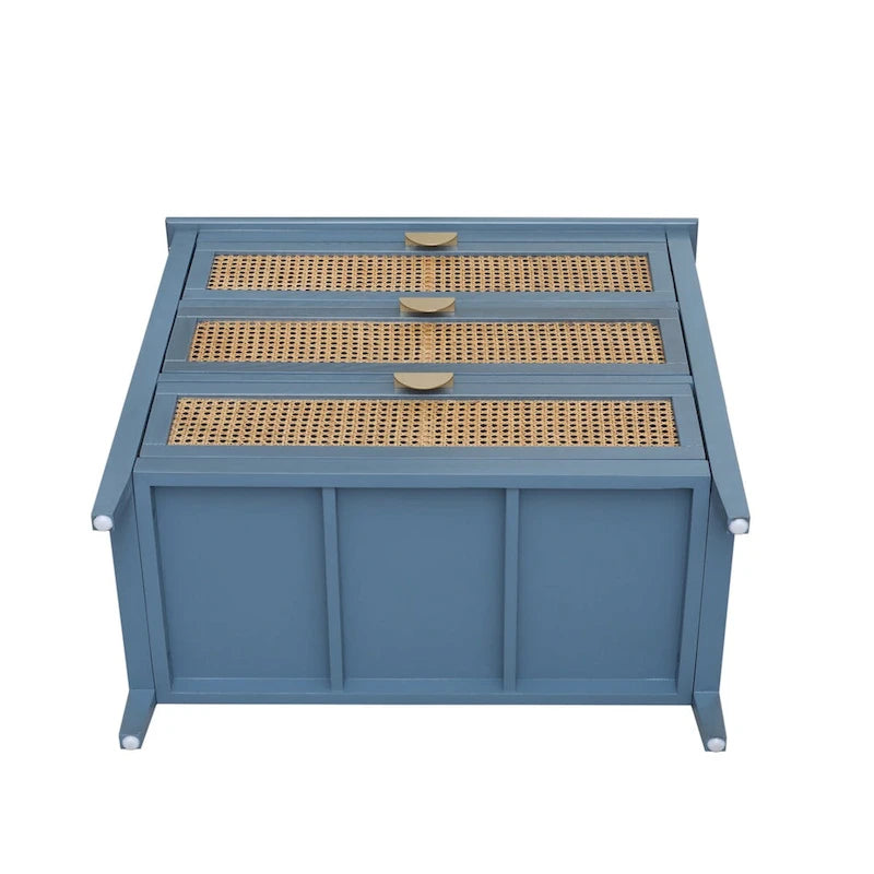 Schrank mit 3 Schubladen, natürliches Rattan, geeignet für Schlafzimmer, Wohnzimmer und Arbeitszimmer