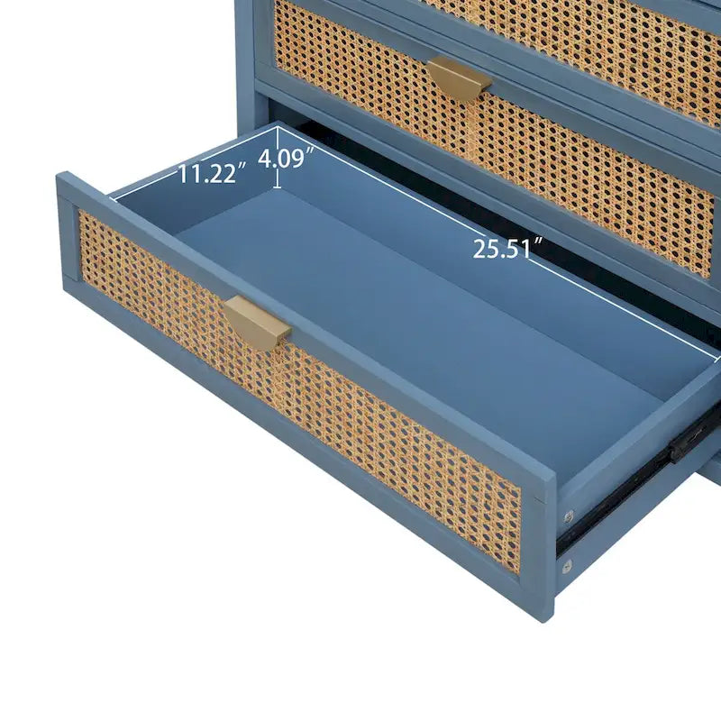 Schrank mit 3 Schubladen, natürliches Rattan, geeignet für Schlafzimmer, Wohnzimmer und Arbeitszimmer