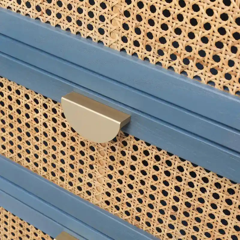 Schrank mit 3 Schubladen, natürliches Rattan, geeignet für Schlafzimmer, Wohnzimmer und Arbeitszimmer