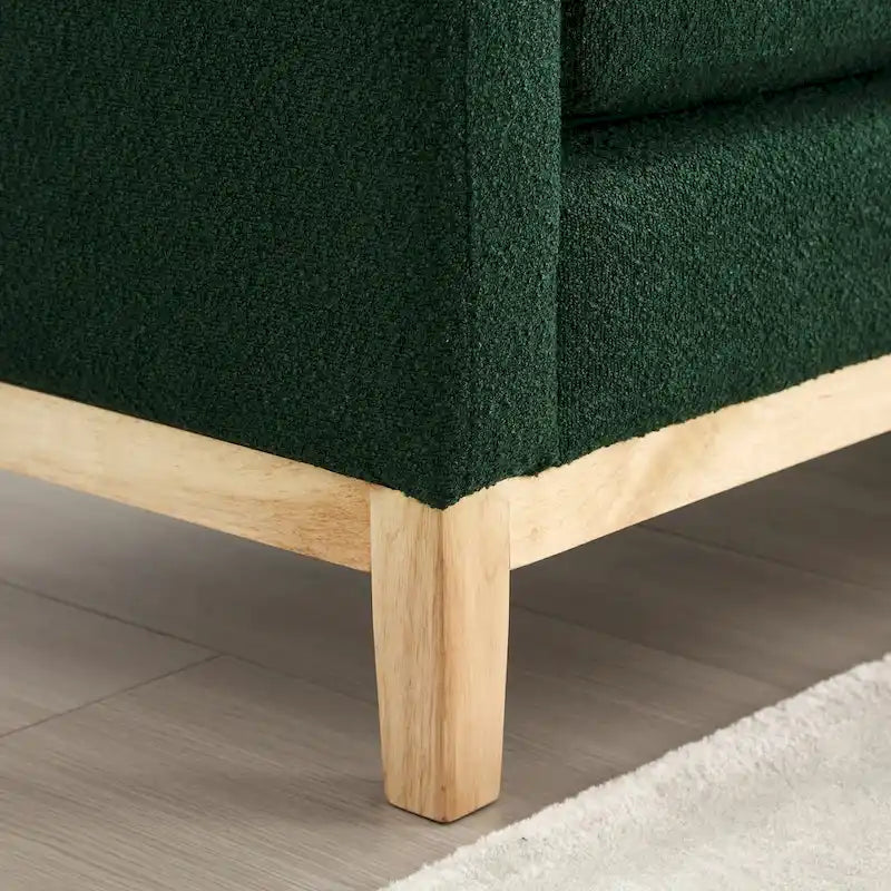 Gepolsterte Sitzbank mit Holzbeinen und Nackenrollen