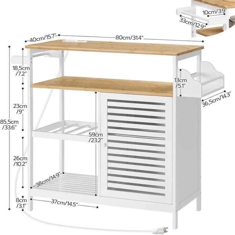 4-stufiger Kaffeewagen und Mikrowellenständer - 15.7D x 31.4W x 33.6H