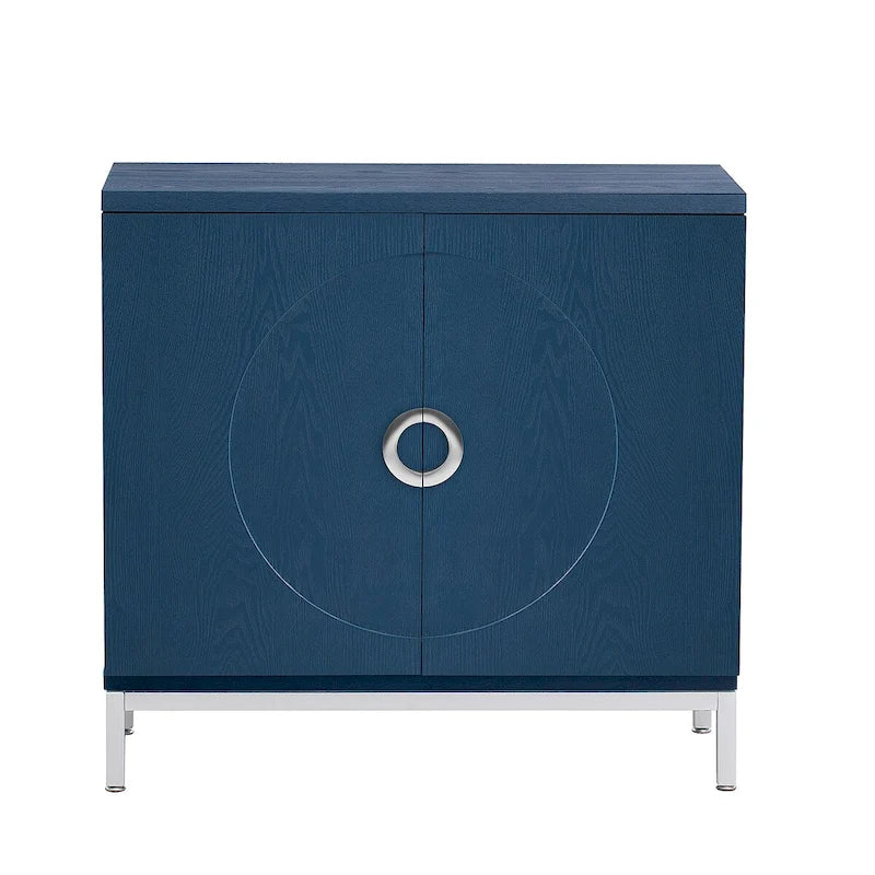 Meuble d’appoint avec placage en bois massif et piètement métallique - 34L x 15.5W x 31.9H