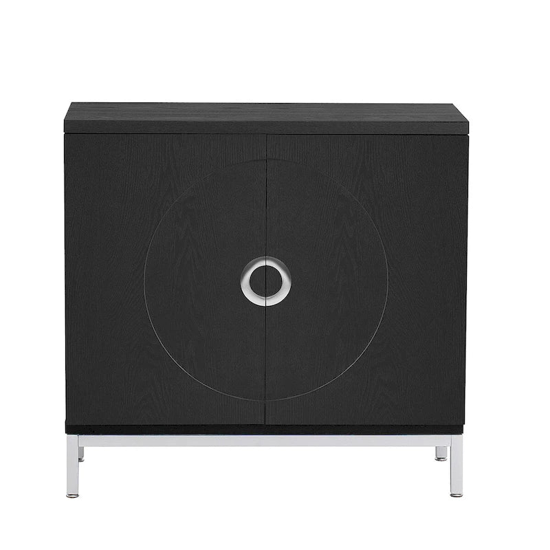 Armario decorativo con chapa de madera maciza y estructura de patas metálicas - 34L x 15.5W x 31.9H