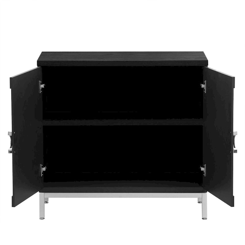 Meuble d’appoint avec placage en bois massif et piètement métallique - 34L x 15.5W x 31.9H