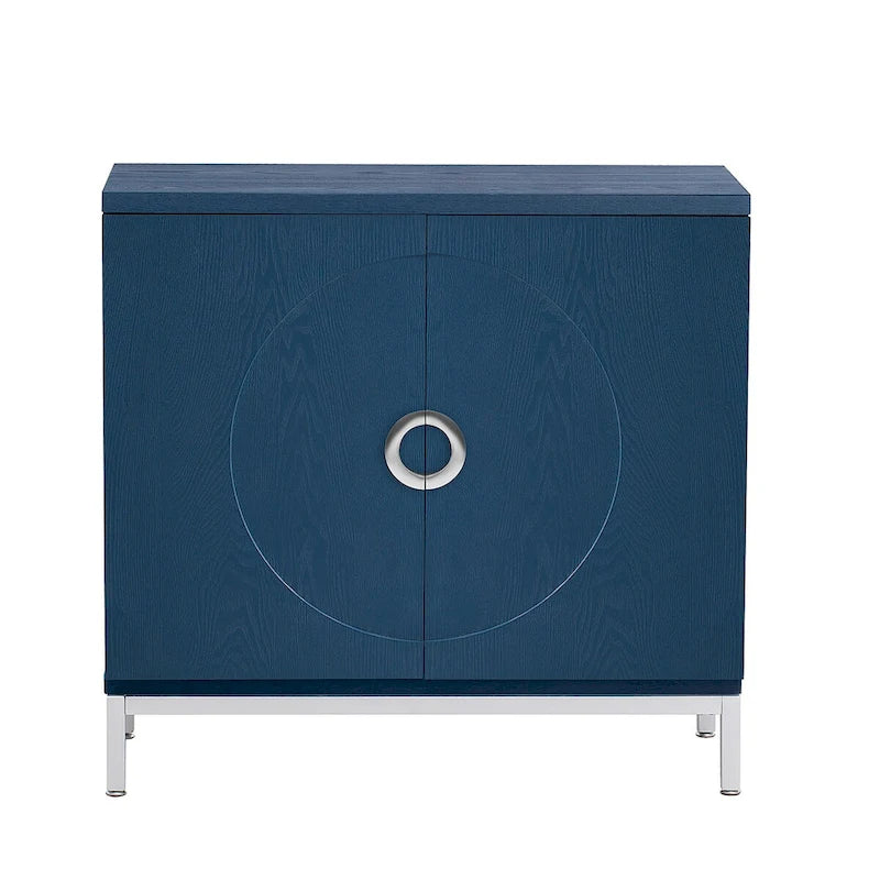 Meuble d’appoint avec placage en bois massif et piètement métallique - 34L x 15.5W x 31.9H