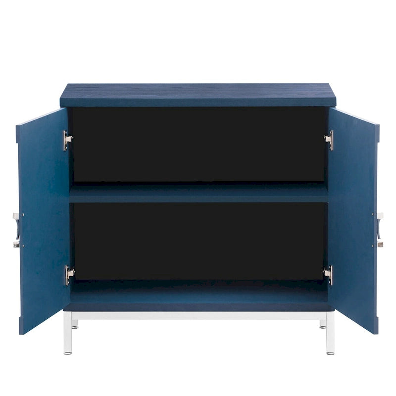 Meuble d’appoint avec placage en bois massif et piètement métallique - 34L x 15.5W x 31.9H