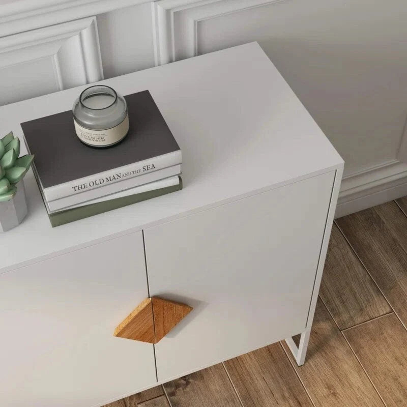 Weißes Sideboard mit 4 Türen, TV-Tisch und Flurschrank, Aufbewahrungsschrank für Küche und Essbereich