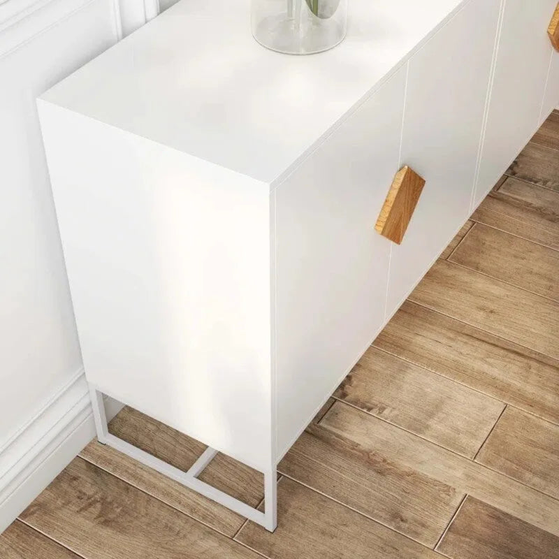 Weißes Sideboard mit 4 Türen, TV-Tisch und Flurschrank, Aufbewahrungsschrank für Küche und Essbereich