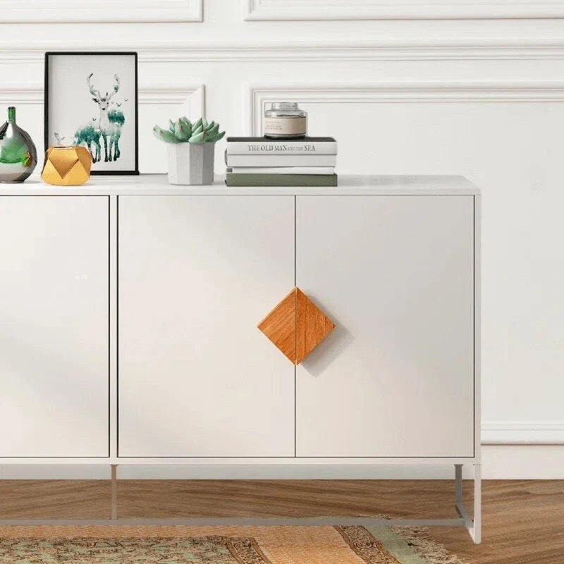 Weißes Sideboard mit 4 Türen, TV-Tisch und Flurschrank, Aufbewahrungsschrank für Küche und Essbereich