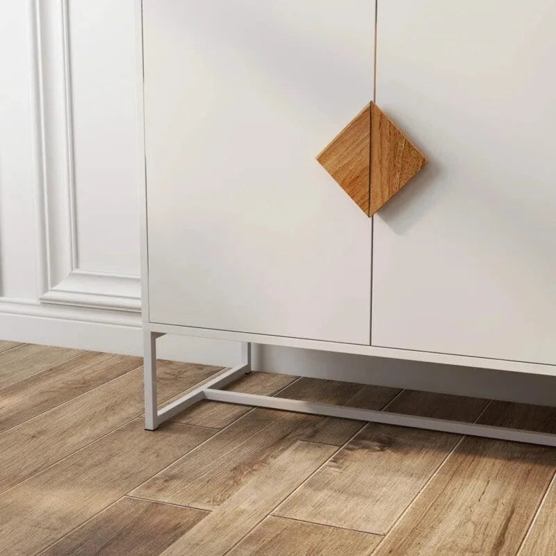 Weißes Sideboard mit 4 Türen, TV-Tisch und Flurschrank, Aufbewahrungsschrank für Küche und Essbereich