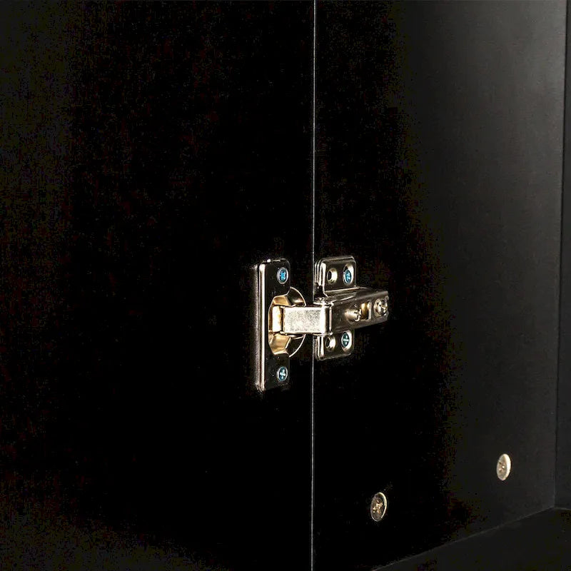 Mueble independiente con estantes no ajustables y dos puertas, negro