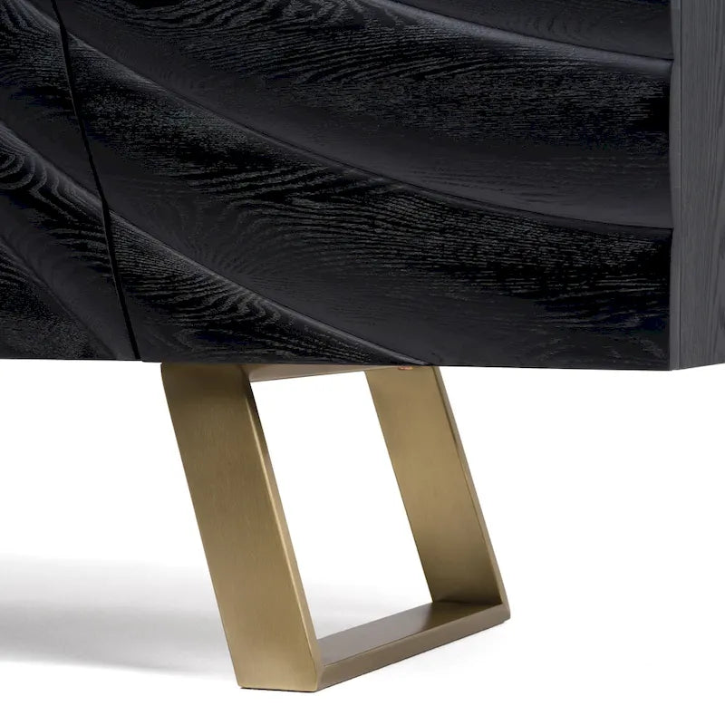 Buffet noir et doré de style mi-siècle