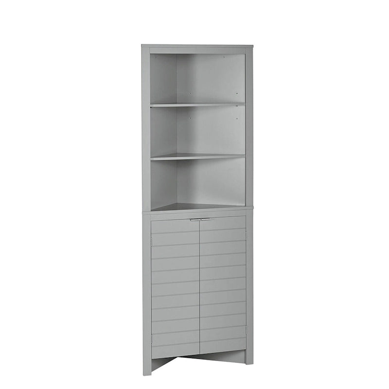 Hoher Badezimmereckschrank mit offenen Regalen