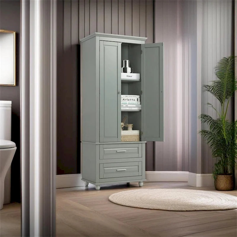 Tall Storage Cabinet with Two Drawers