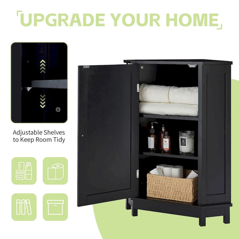 Armoire de salle de bain noire d’angle triangulaire avec étagère réglable, style moderne, panneau MDF