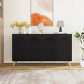 Buffet à 4 portes avec sculptures 3D en arc, meuble buffet avec rangement, meuble bar moderne avec étagère réglable